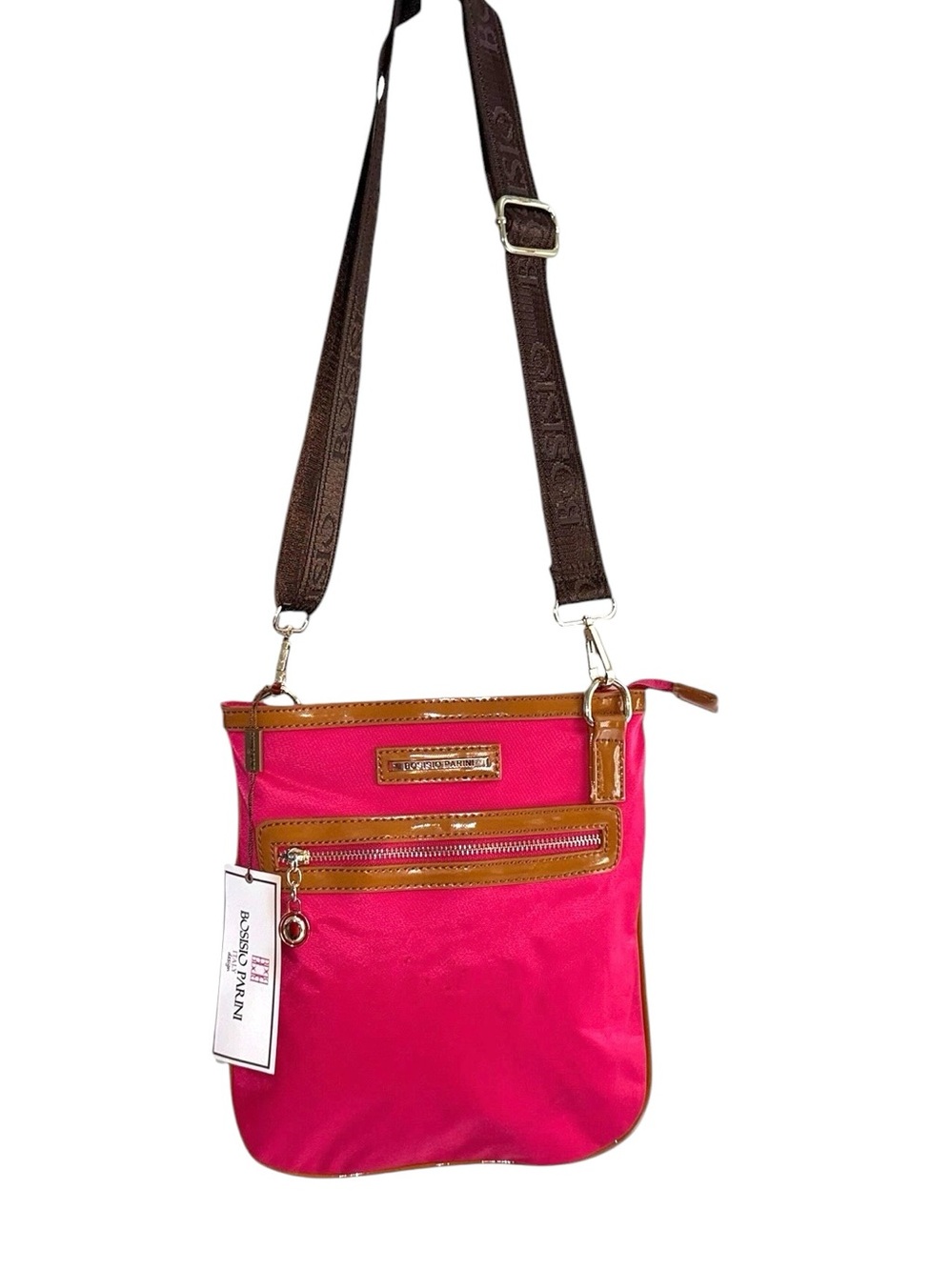 Bosisio Parni Italy Hot Pink Nylon Slim Profile X-body Bag - NWT